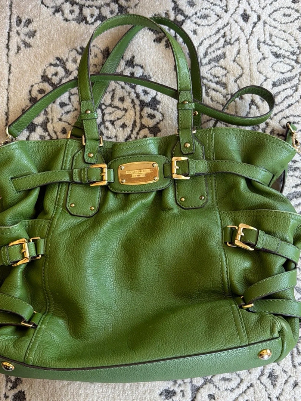 vintage michael kors green leather purse